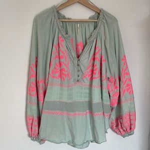 Free People Persuasion Teal Top